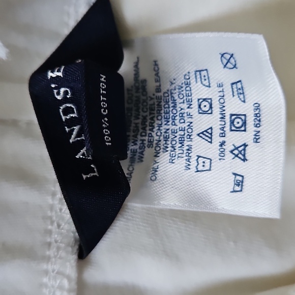 Lands' End Cream Track Pants with Elastic Waistband - Picture 4 of 4